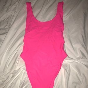 AERIE pink high-cut one piece swimsuit